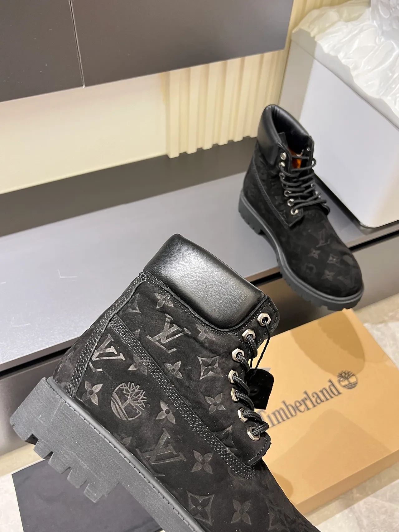 Timberland Premium 6-Inch Monogram Black Work Boots