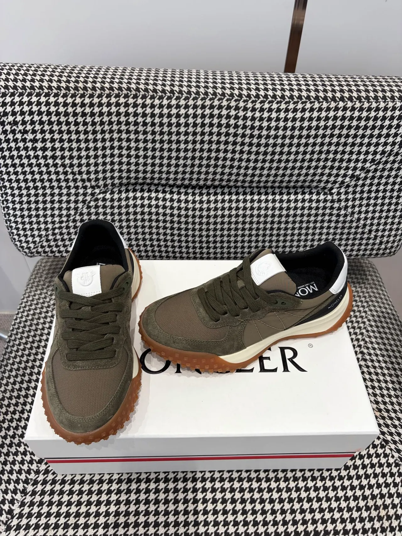 Moncler Olive Green Suede and Nylon Lifestyle Sneaker