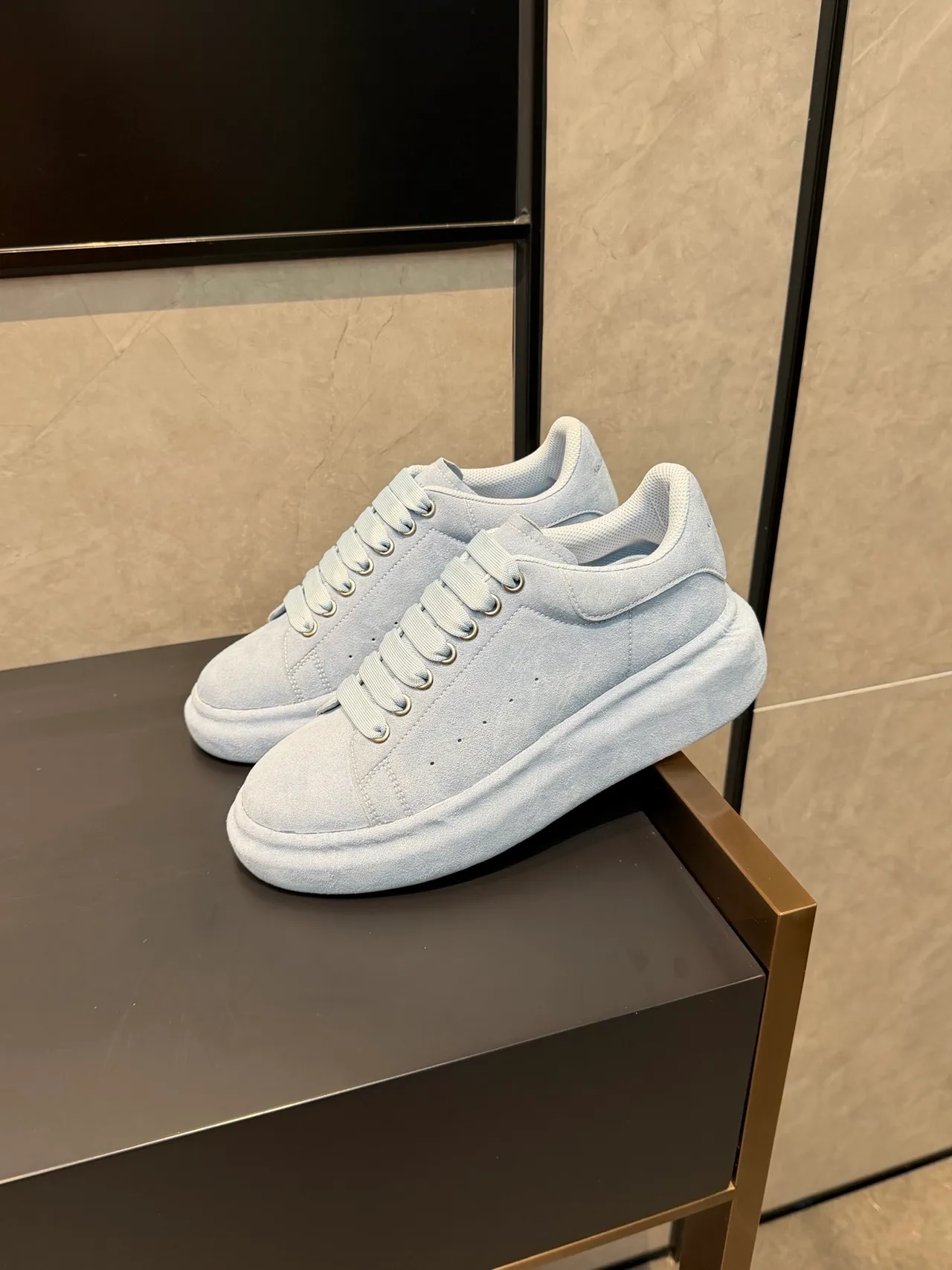 Alexander McQueen Oversized Sneaker Light Blue Suede Lifestyle Sneakers