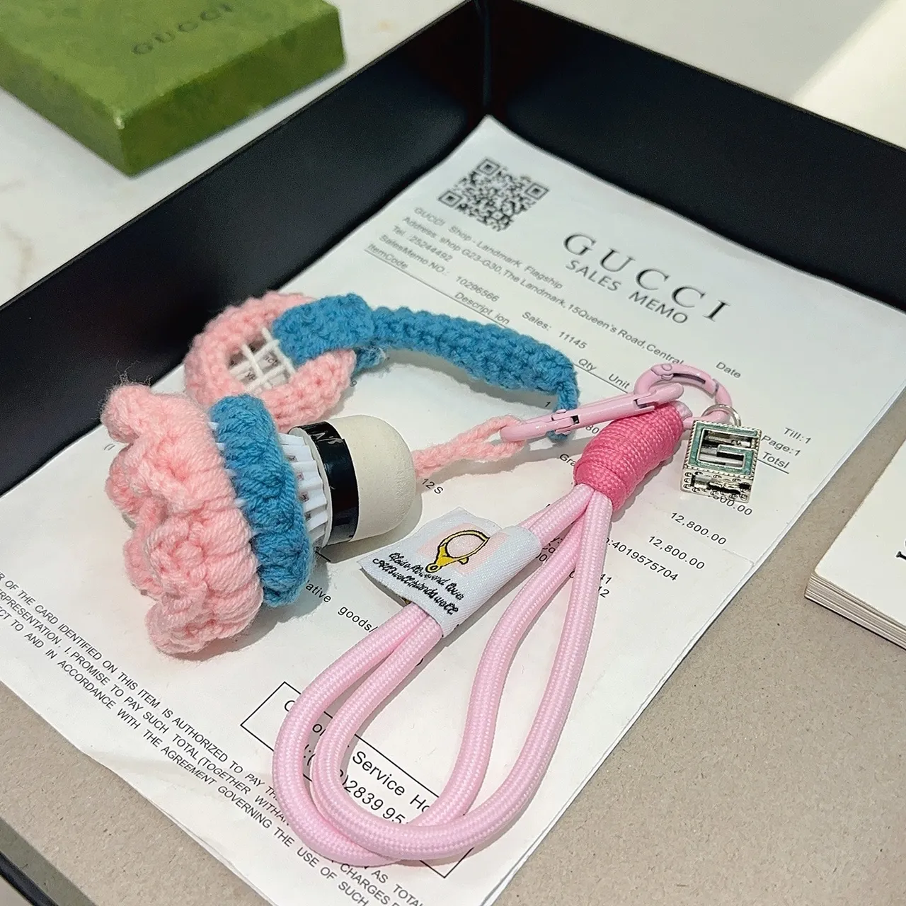 Gucci Pink Blue Hand-Crocheted Floral Motif Phone Accessory