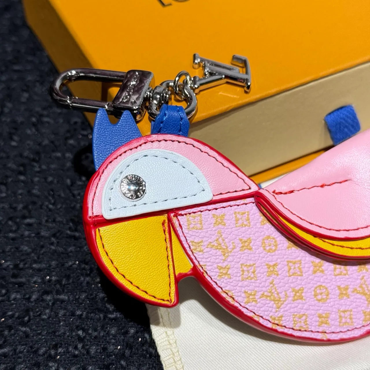 Louis Vuitton Parrot Charm Pink Multicolor Leather Handbag