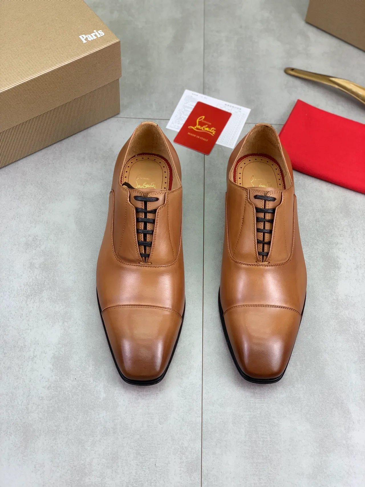 Christian Louboutin Tan Cap-Toe Oxford Shoes