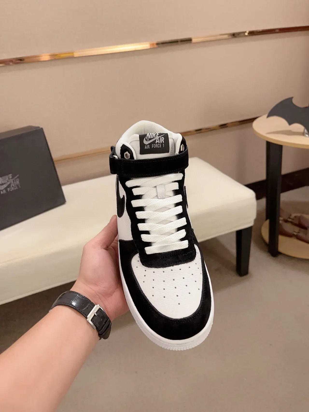 Nike Black White High-Top Suede And Leather Paneling Lifestyle Sneakers