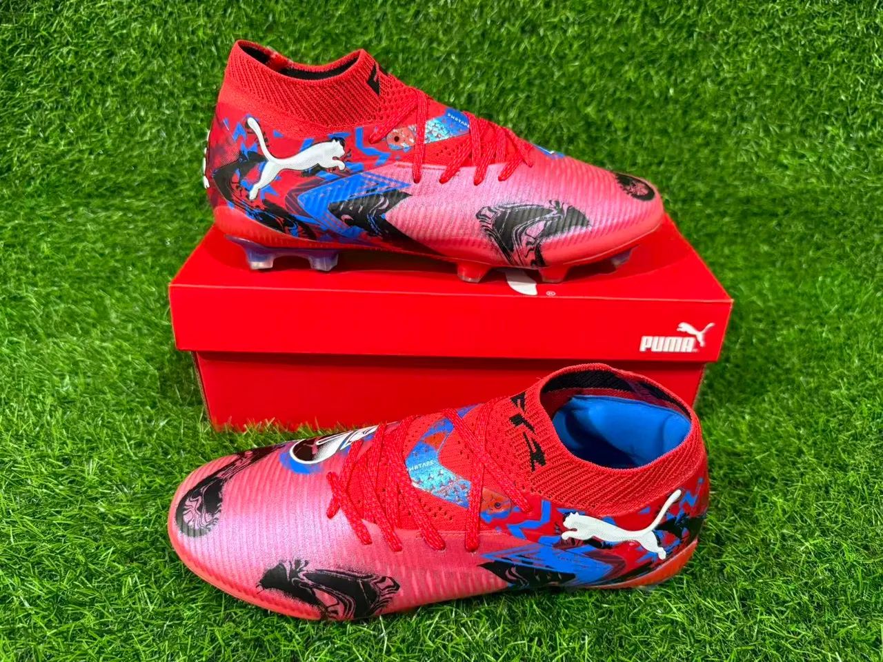 Puma Future Z Graphic Print Red Pink Blue Firm-Ground Soccer Shoes