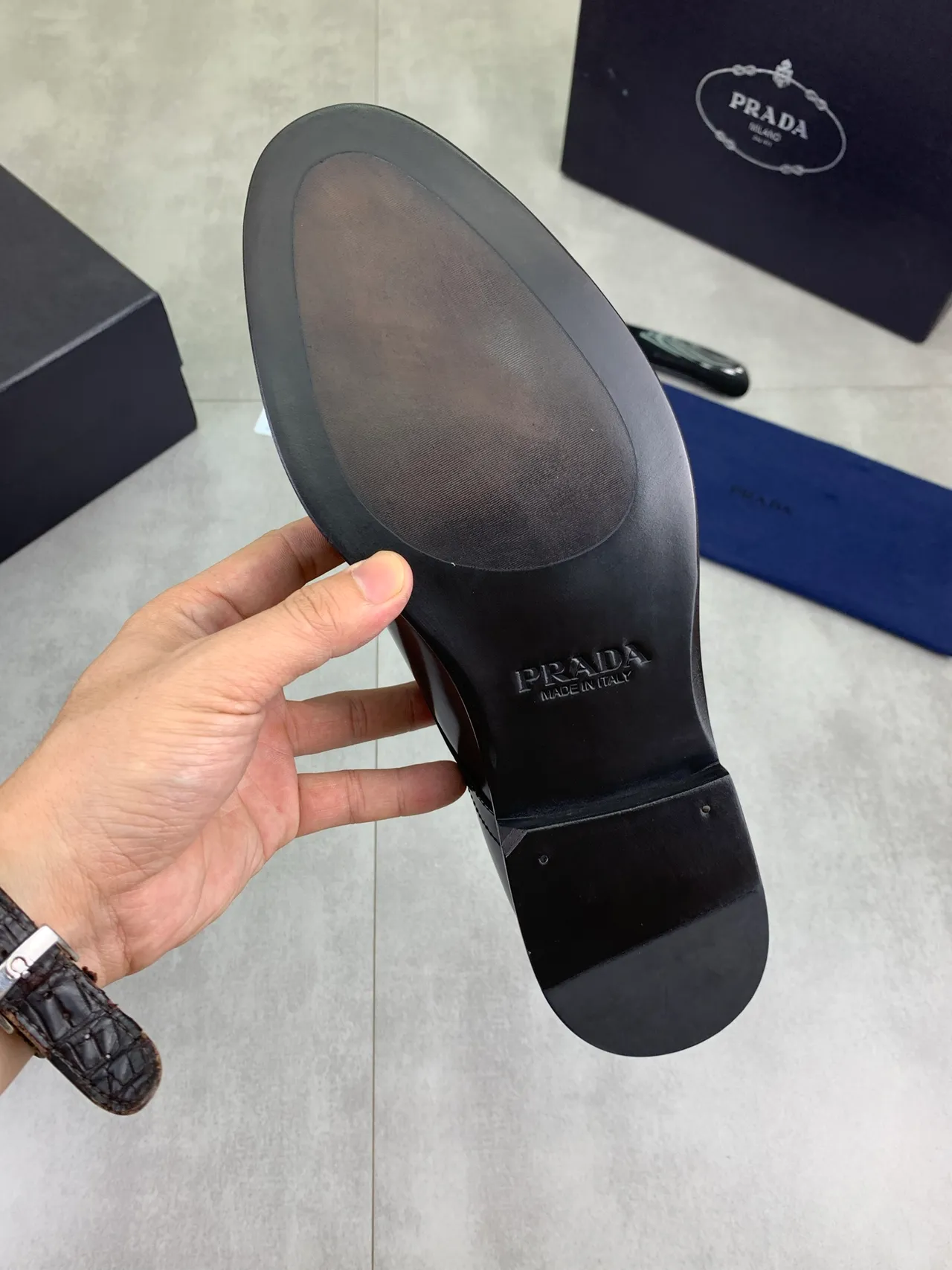 Prada Black Cap-Toe Oxford Shoes