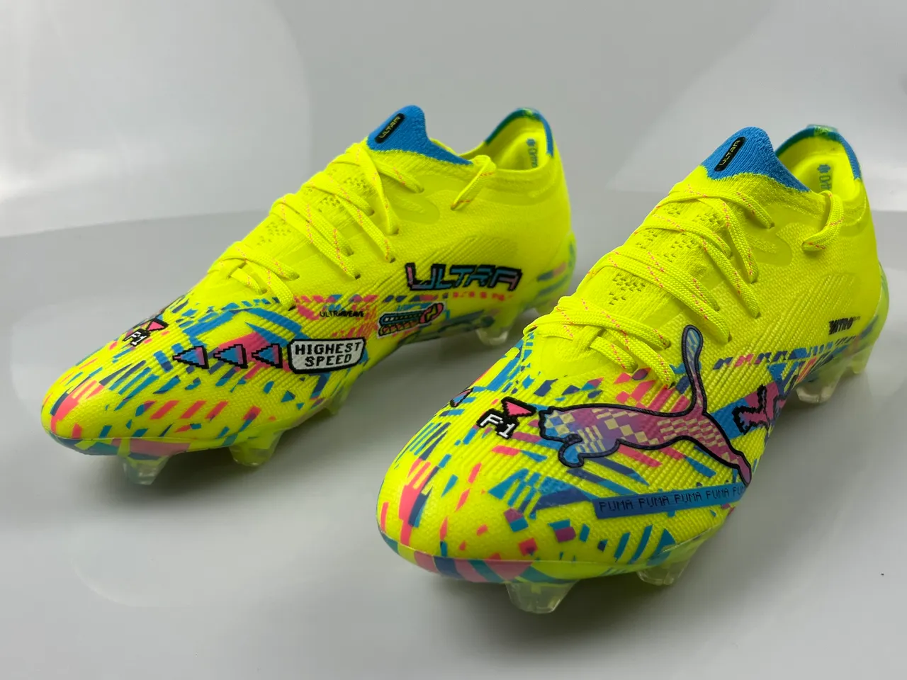 Puma Future Z Nitro Elite Neon Yellow Pixel Print Firm-Ground Soccer Shoes