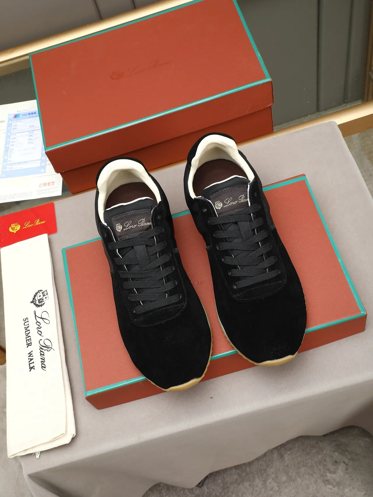Loro Piana Black Suede and Nylon Lifestyle Sneakers