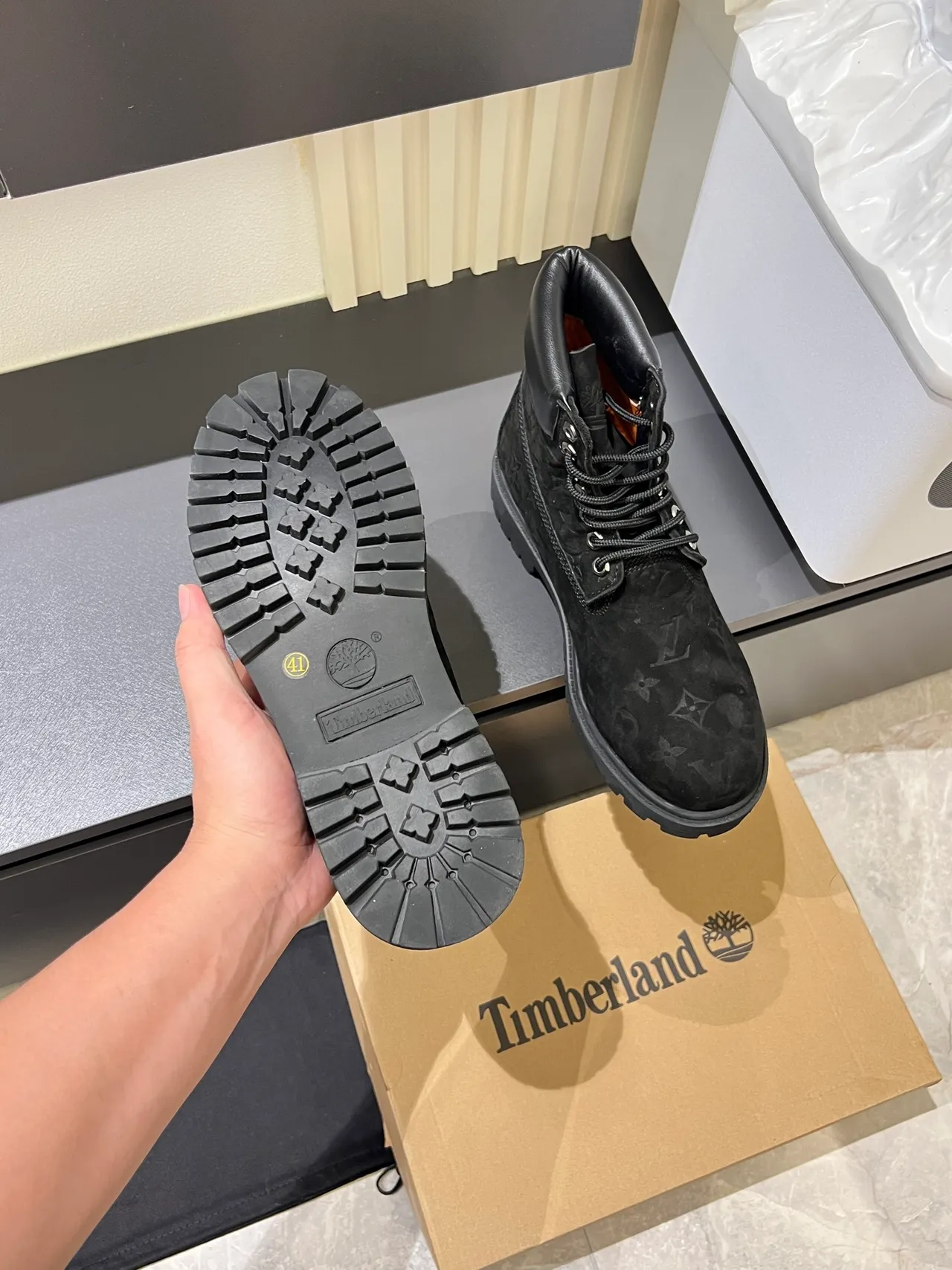 Timberland Premium 6-Inch Monogram Black Work Boots