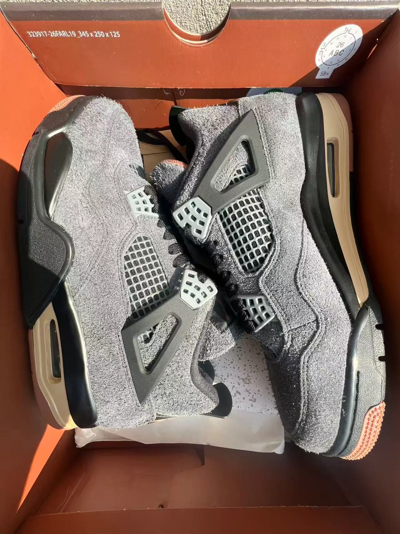 Air Jordan 4 Gray Black Beige Orange Basketball Shoes