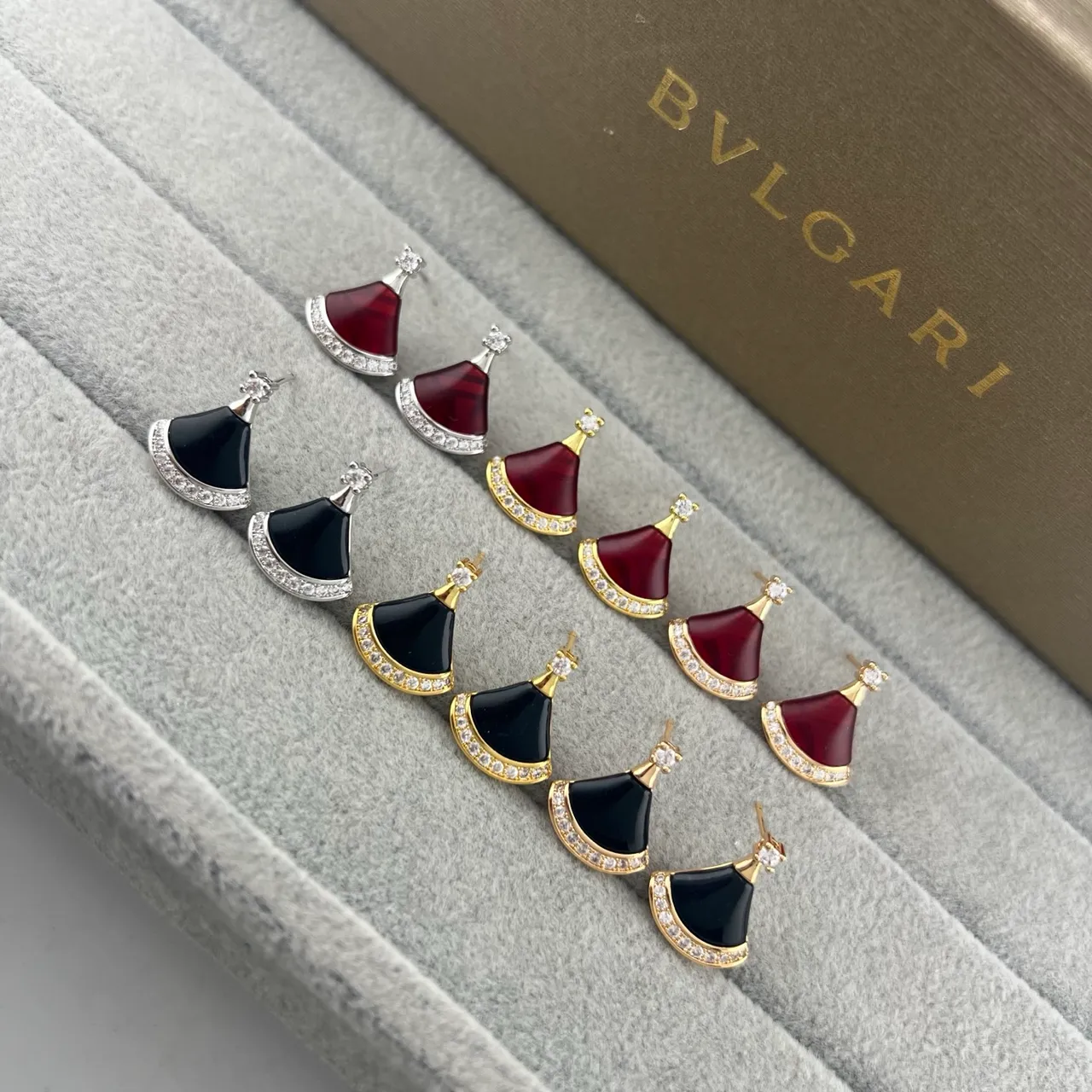 Bvlgari Divas’ Dream Fan-Shaped Enamel and Pavé Earrings