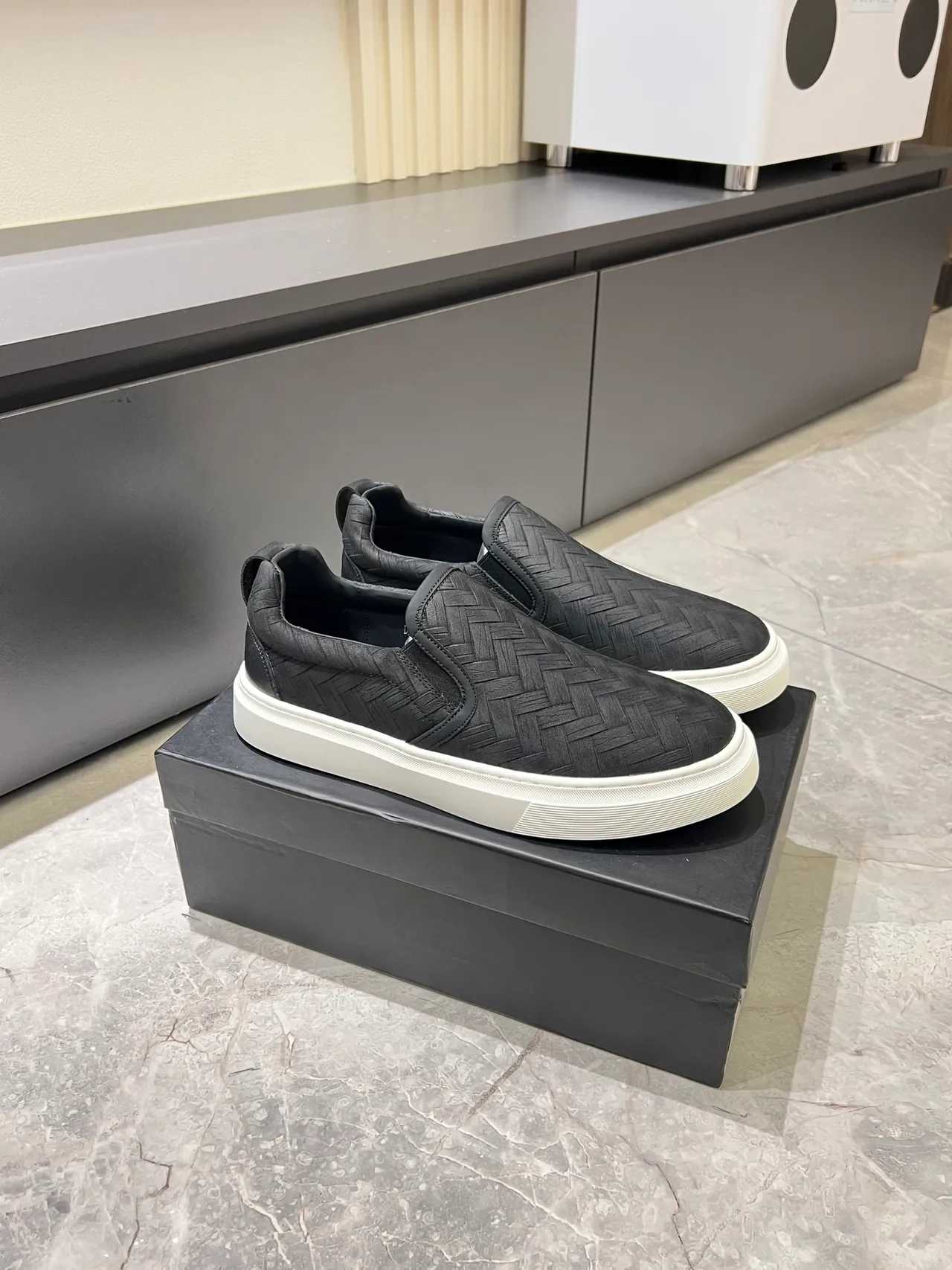 Bottega Veneta Cassette Woven Leather Slip-On Lifestyle Sneakers