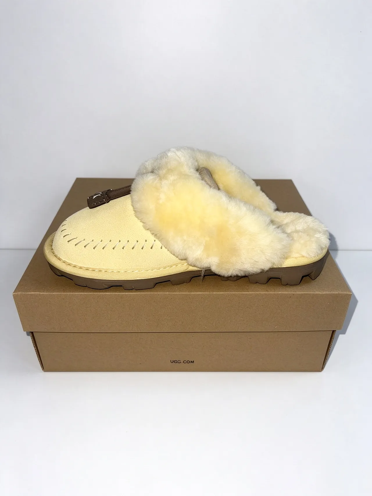 UGG Tasman Pale Yellow Shearling-Lined Slippers