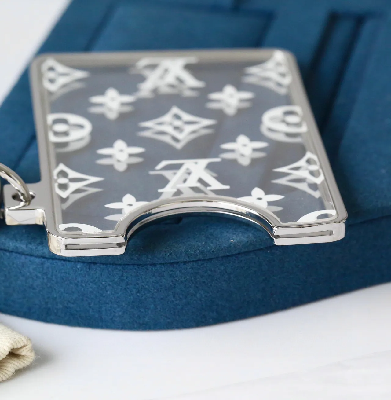 Louis Vuitton Transparent White Acrylic Monogram Print Phone Accessory