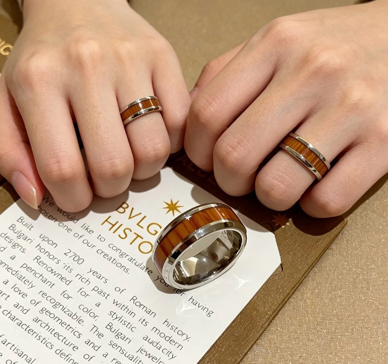 Bvlgari Wood Inlay Wide Band Ring