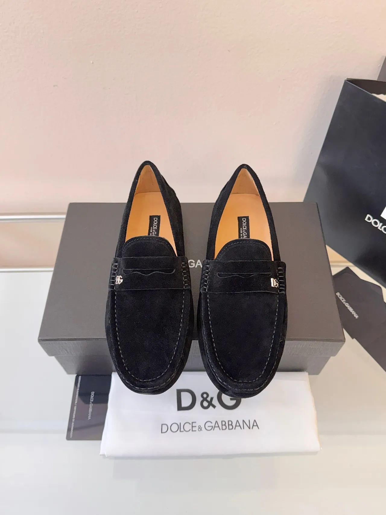 Dolce & Gabbana DG Logo Suede Penny Loafer