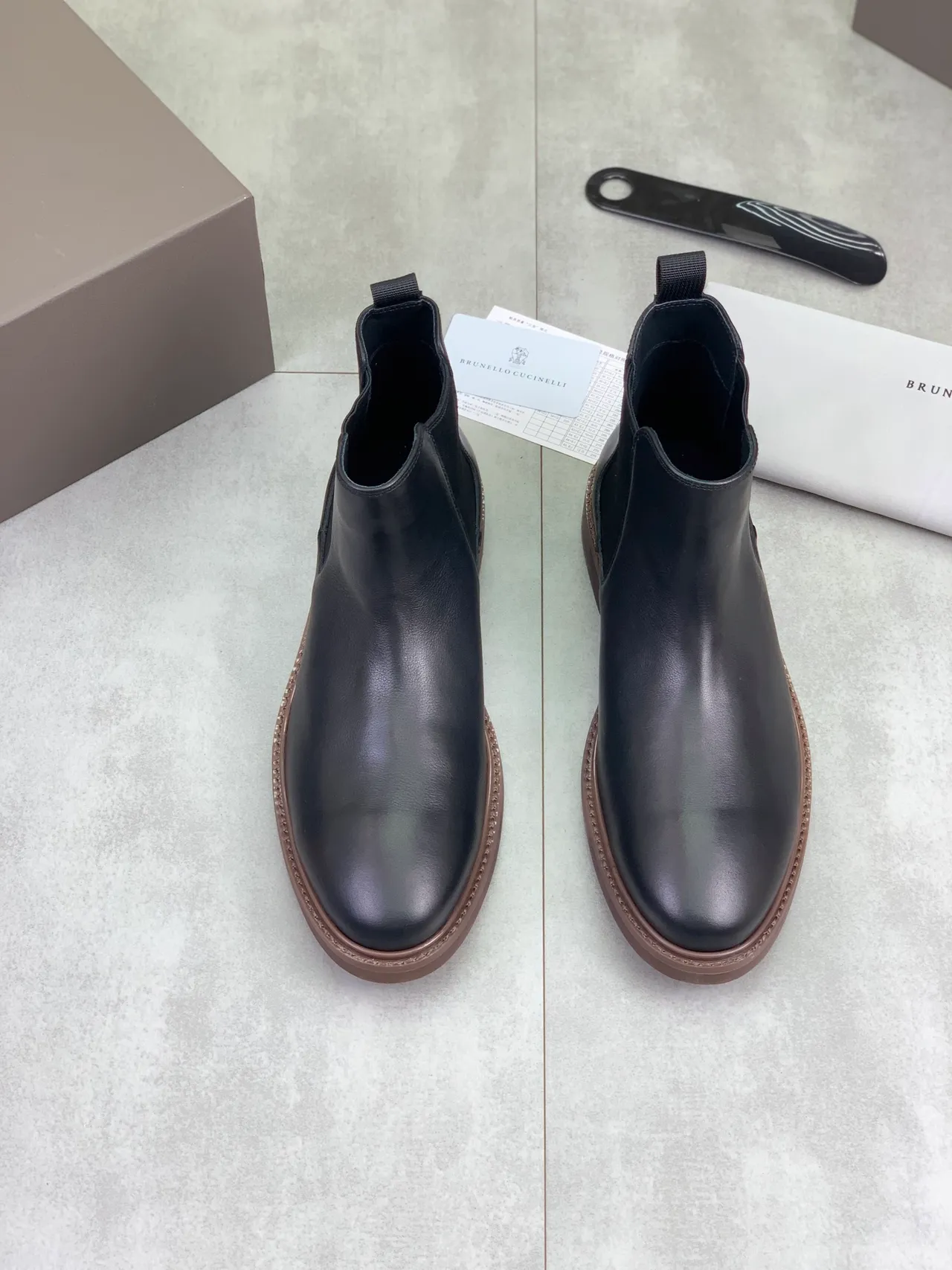 Black Brown Smooth Leather Elastic Side Gussets Chelsea Boots