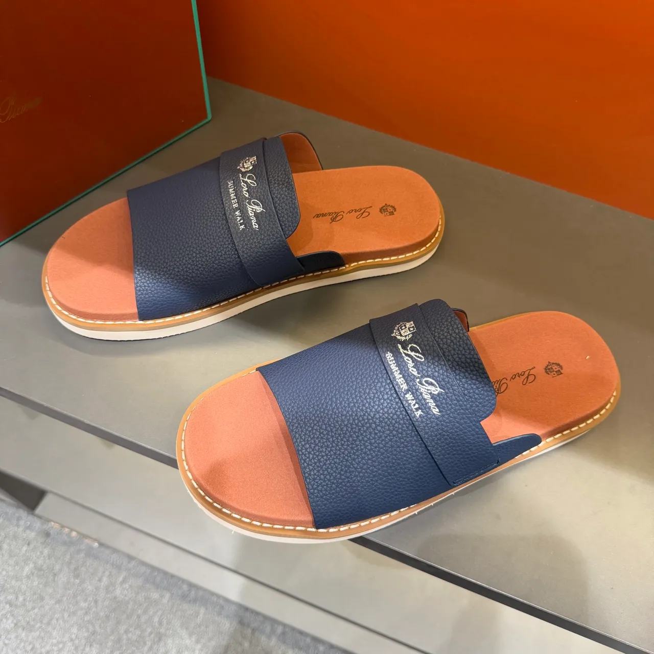 Loro Piana Summer Walk Leather Slipper
