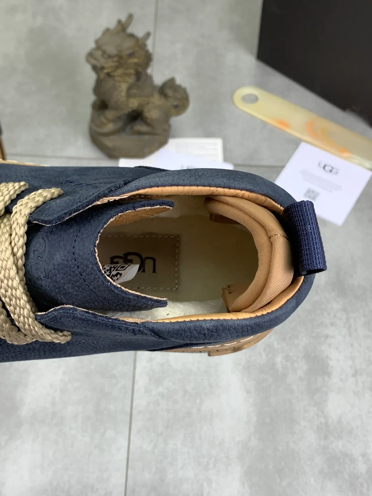 UGG Navy Suede High-Top Platform Sneakers