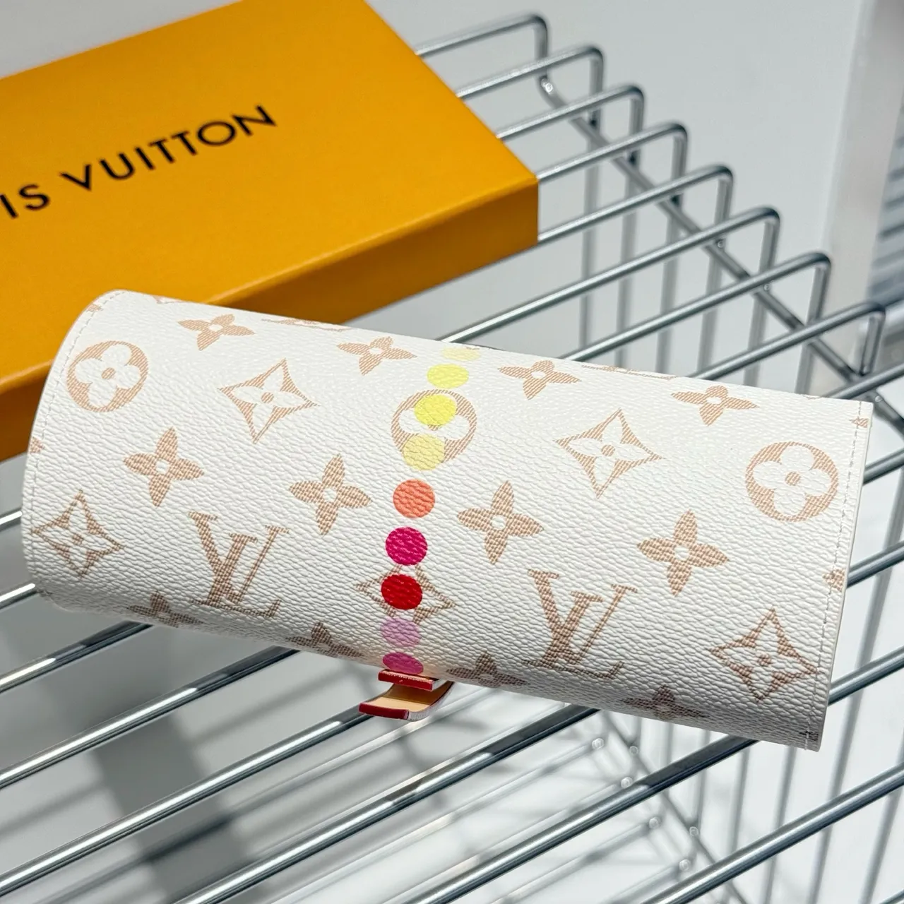 Louis Vuitton Beige Gold Cylindrical Roll-Up Monogram Canvas Wristlet