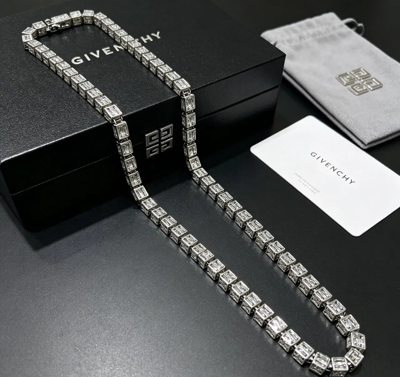 Givenchy Spectre Baguette-Cut Stone Rigid Link Necklace