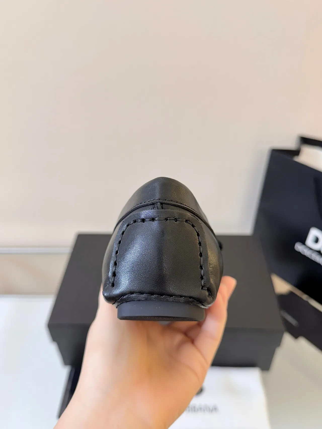 Dolce & Gabbana DG Loafer Black Leather Metal Buckle Loafers