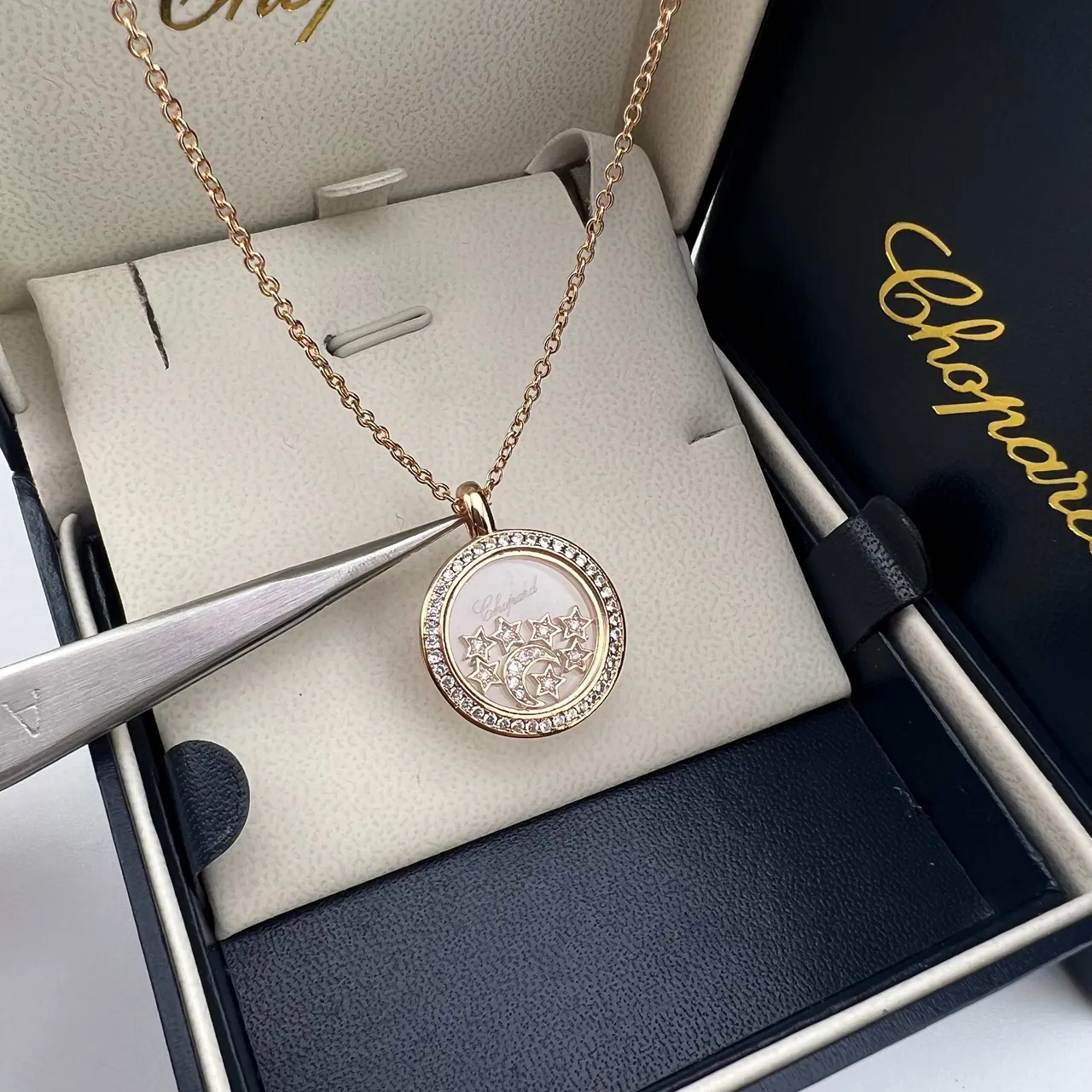Chopard Happy Stars Crescent Moon and Stars Pendant Necklaces
