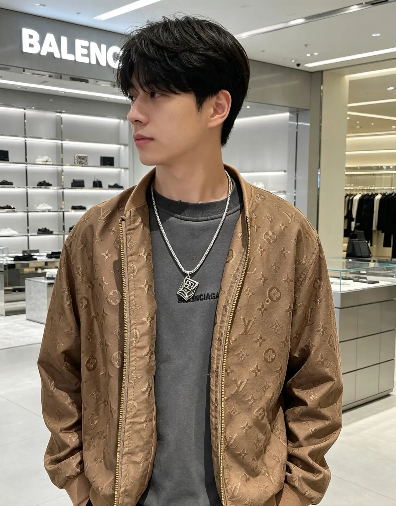 Balenciaga BB Chain Necklace Silver Metal Necklace
