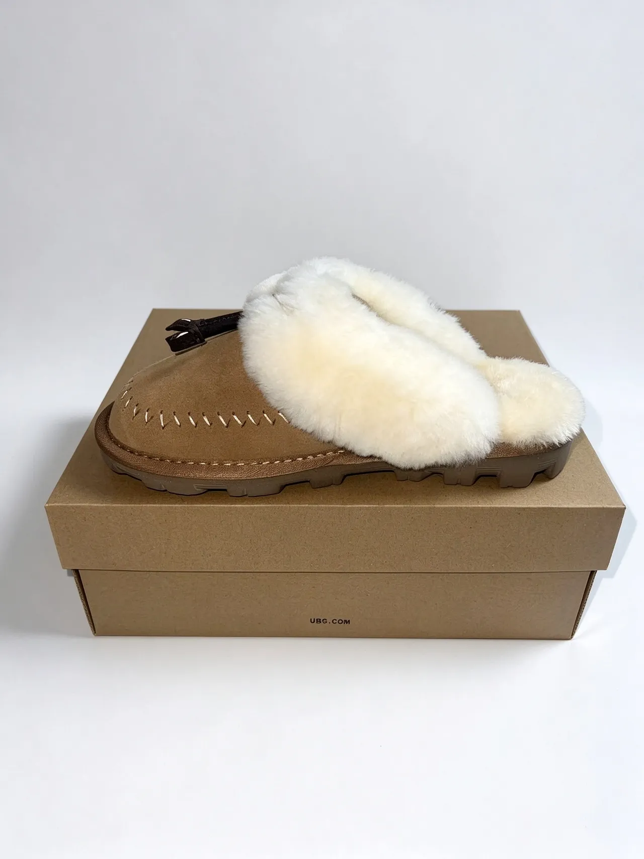 UGG Tasman Tan Suede Shearling-Lined Slippers
