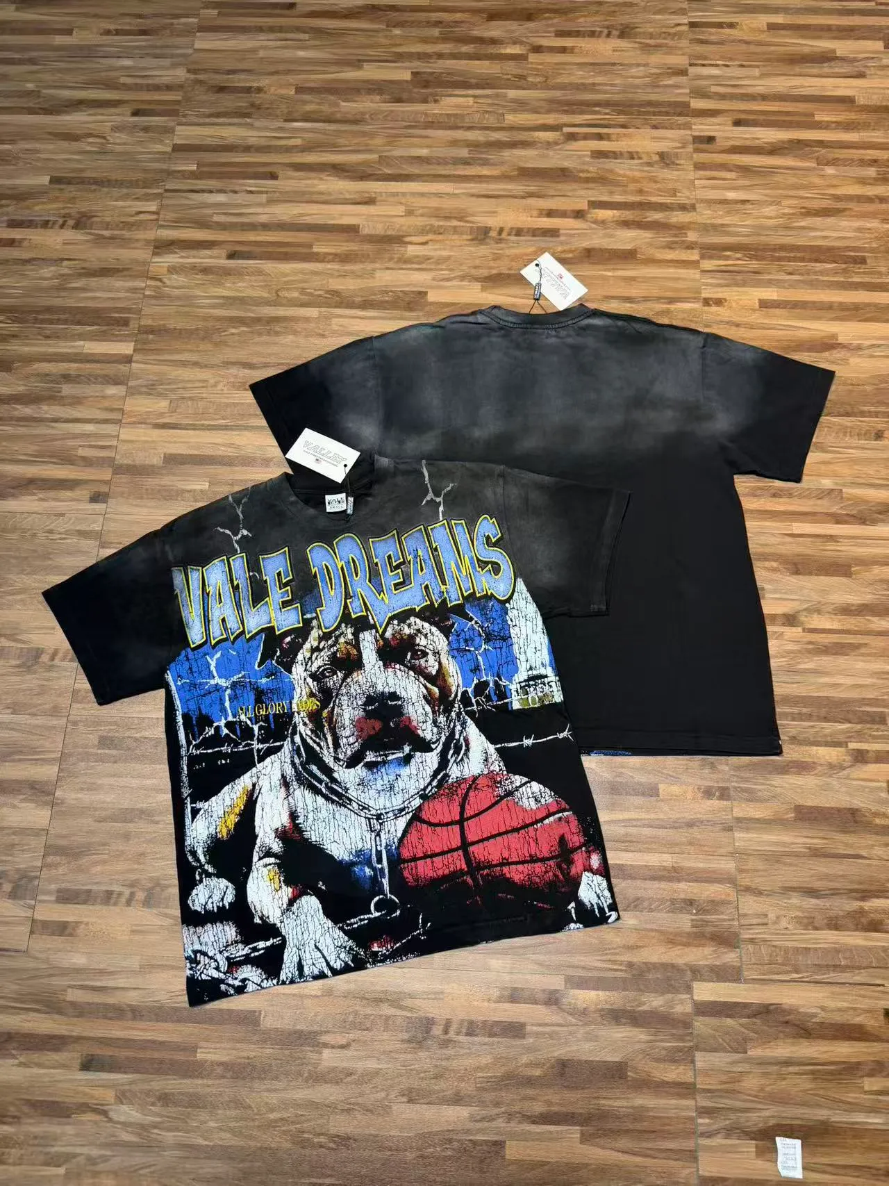 Vale Forever Vale Dreams Acid-Wash Black Graphic T-Shirt