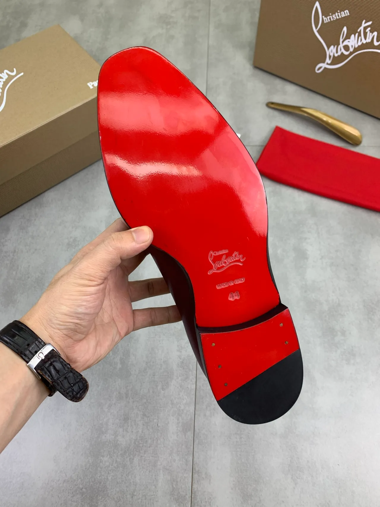 Christian Louboutin Burgundy Leather Oxford Shoes