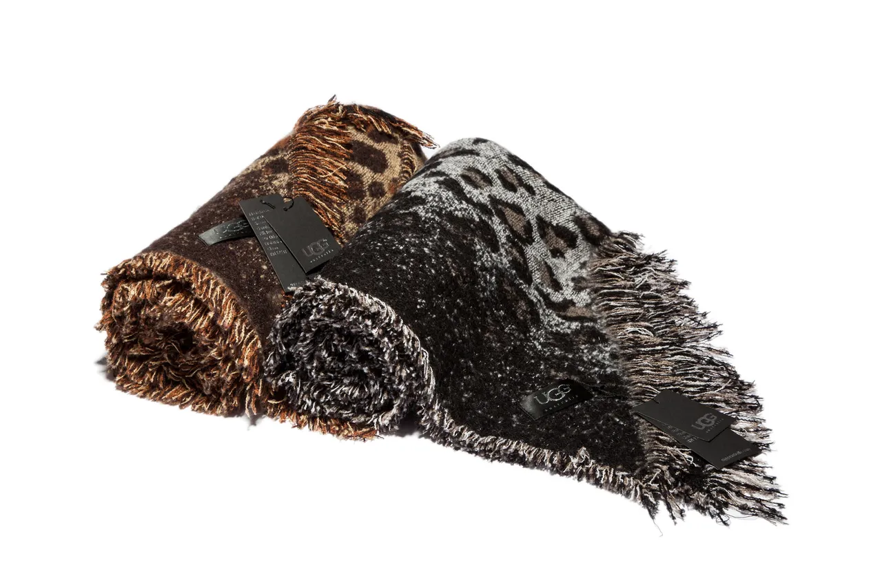 Beige Brown Knitted Leopard Print Scarve