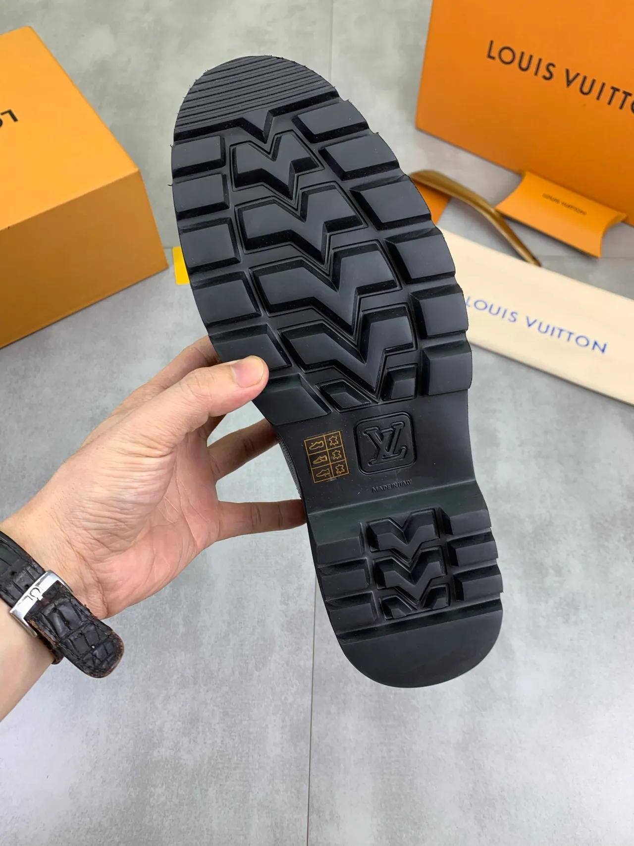 Louis Vuitton Navy Black Monogram Canvas Panel Chunky Lug Sole Casual Shoes