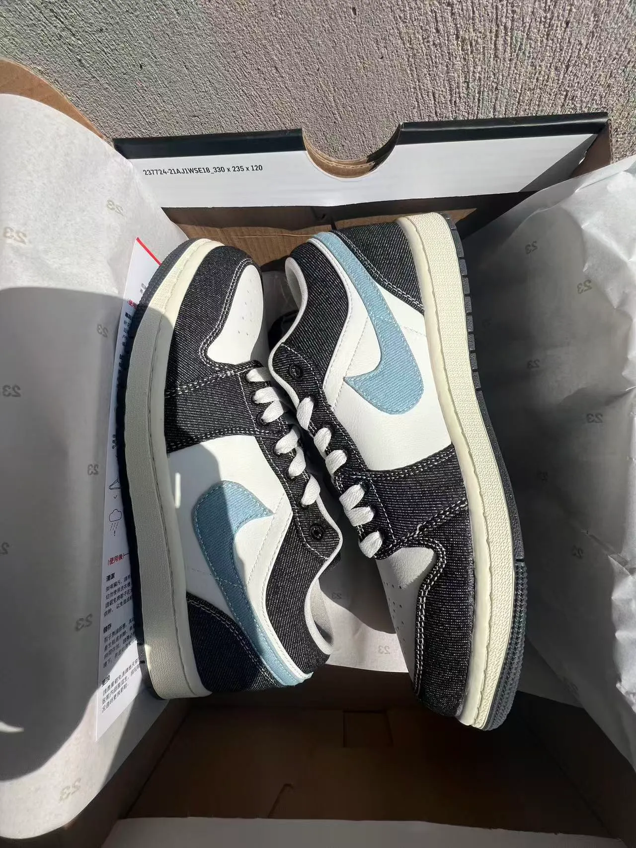 Nike Air Jordan 1 Low Denim and Leather Lifestyle Sneakers