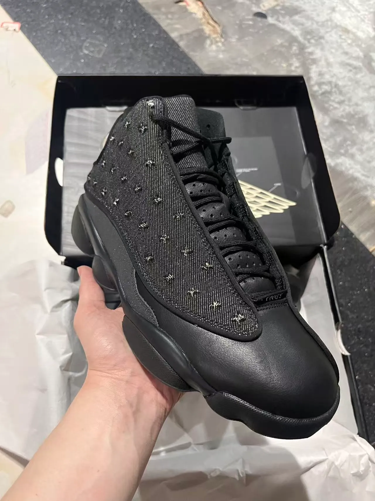 Air Jordan 13 Black Silver High-Top Textured Mesh Upper Basketball Shoes