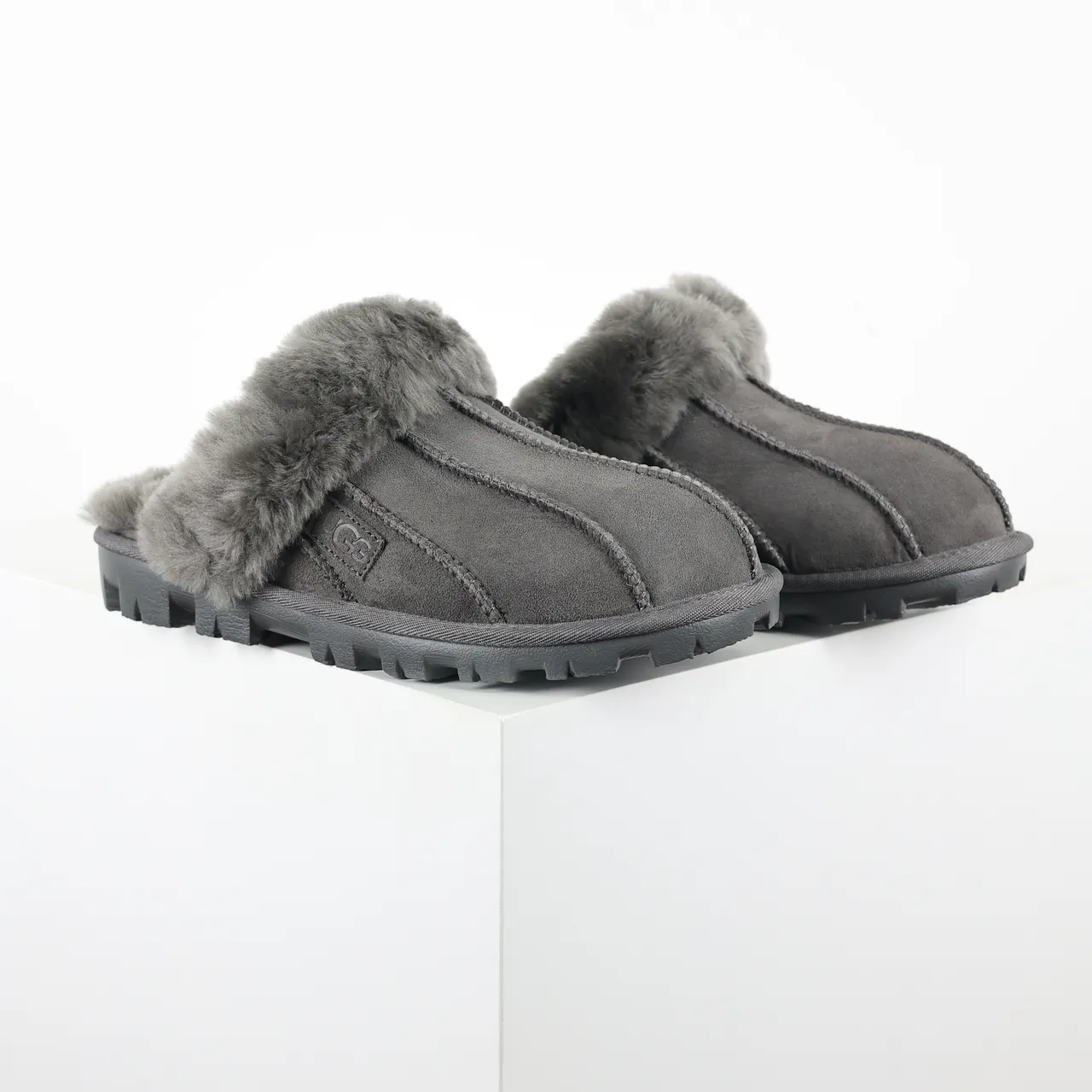 UGG Tasman Charcoal Gray Shearling-Lined Slipper