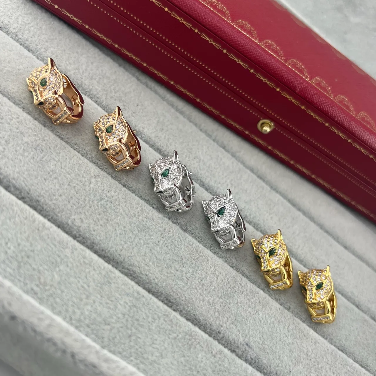 Cartier Panthère Panther Head Pavé Earrings