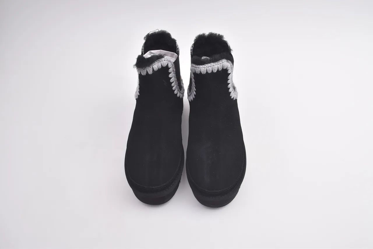 UGG Tasman Black Gray Suede Upper Braided Trim Chelsea Boots