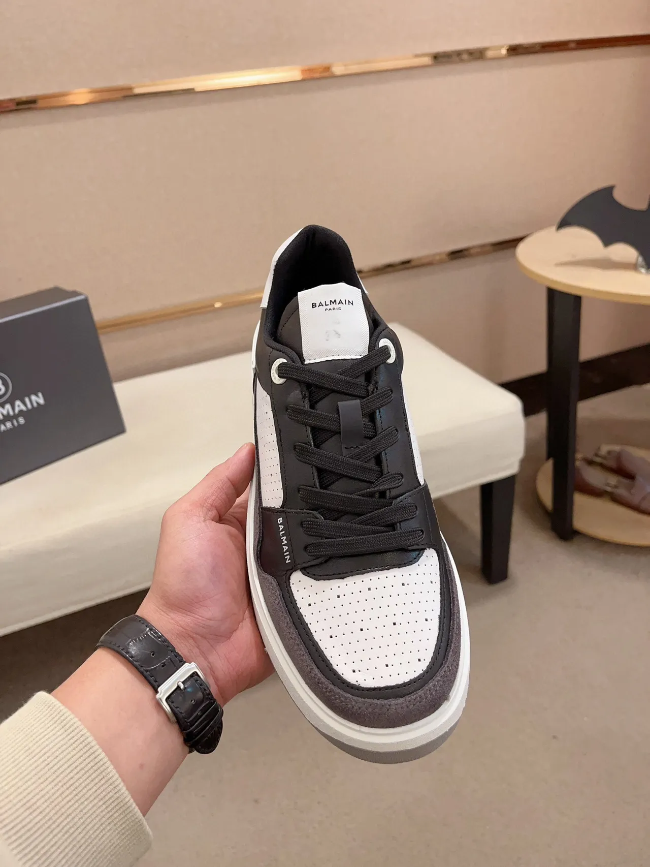 Balmain B-Court Black White Gray Lifestyle Sneakers