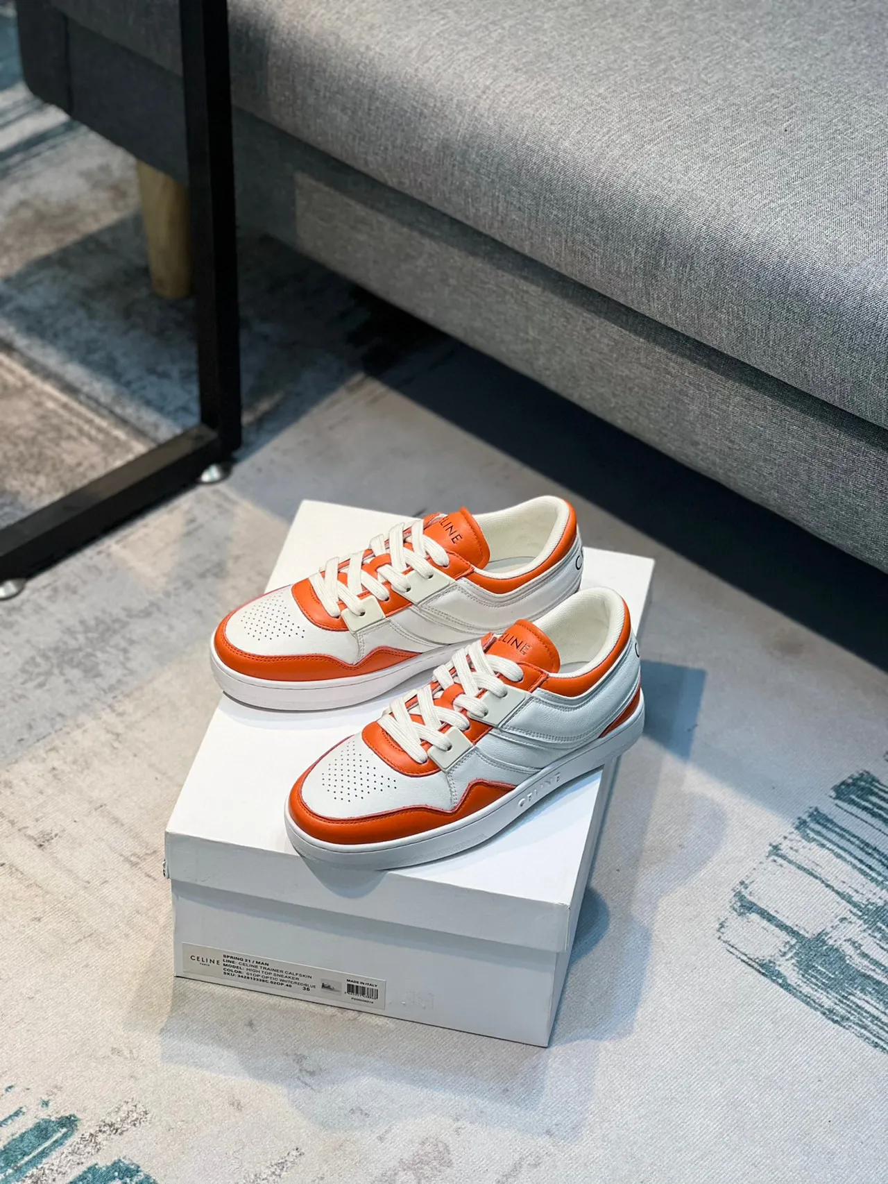 Celine CT-01 White and Orange Panelled Lifestyle Sneakers