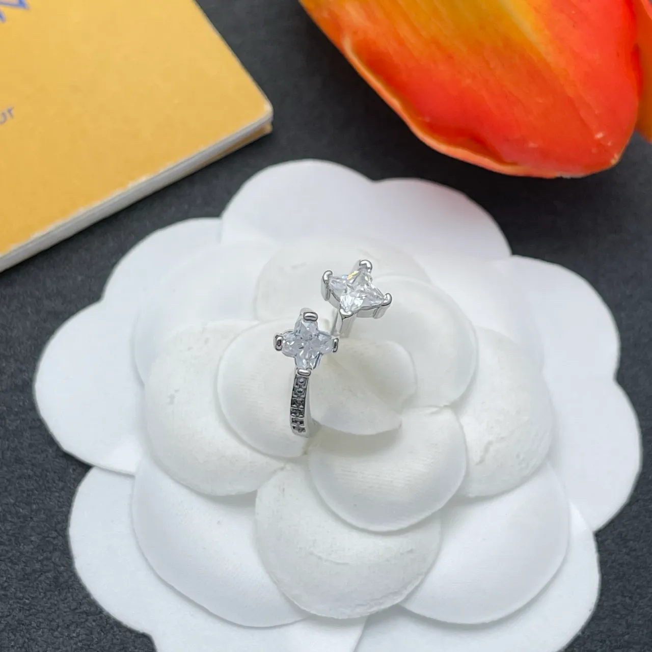 Louis Vuitton Dual-Stone Prong-Set Silver-Toned Ring