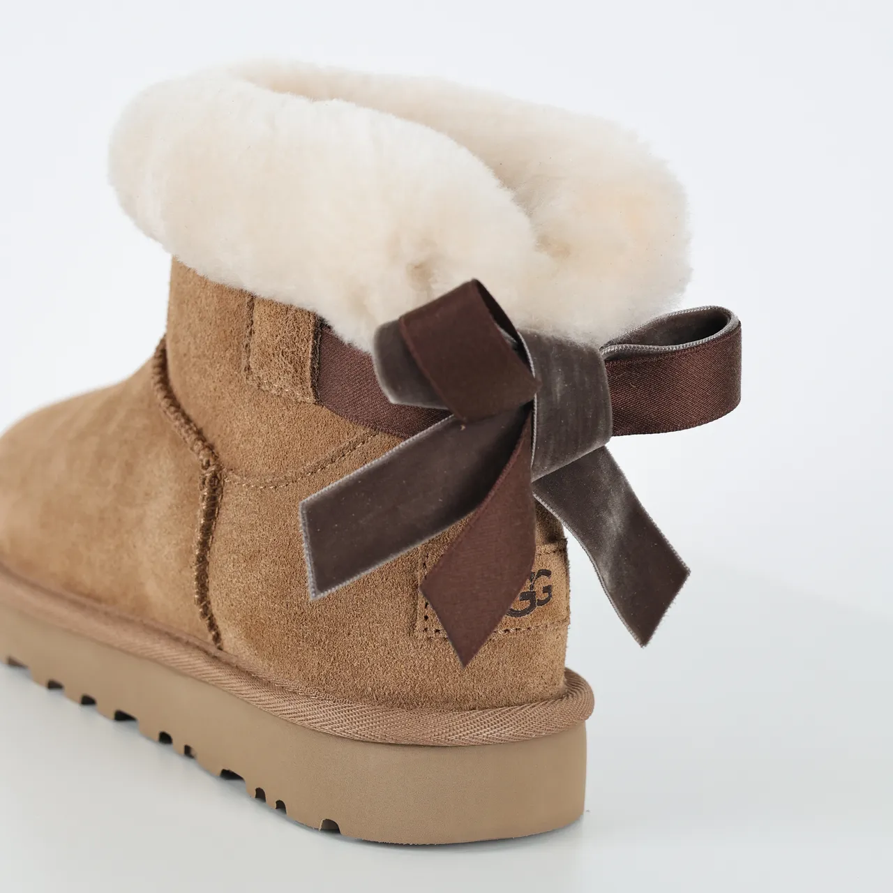 UGG Classic Mini Bow Tan Suede Ankle Boots