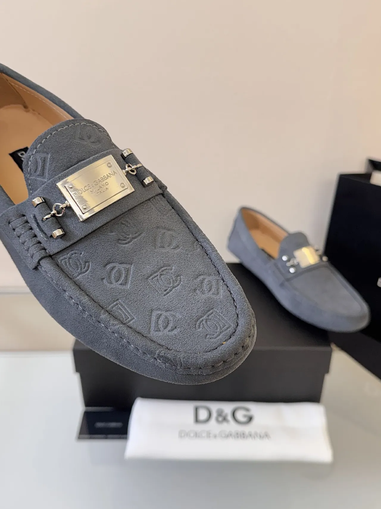 Dolce & Gabbana Portofino Gray Suede Loafers