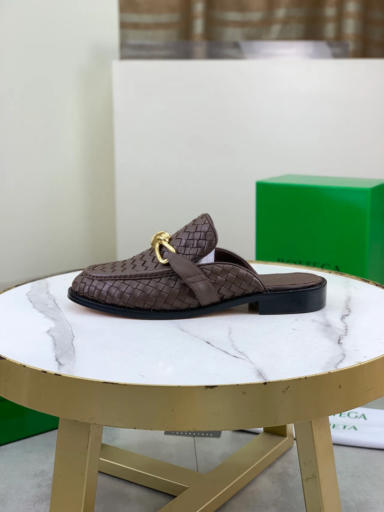 Bottega Veneta Andiamo Brown Intrecciato Woven Leather Loafers