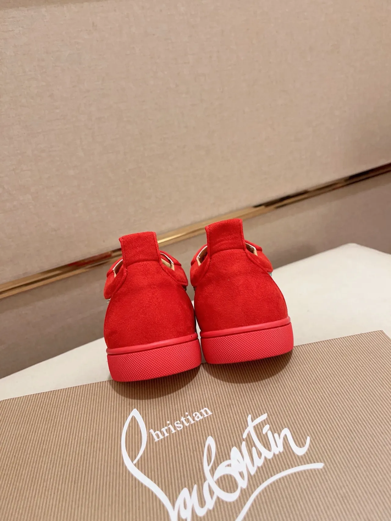 Christian Louboutin Louis Crystal-Embellished Red Suede Lifestyle Sneakers