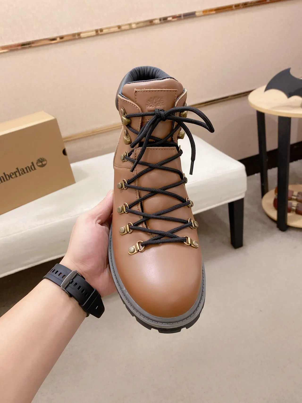 Timberland Brown Black Tan Leather Laces Work Boots