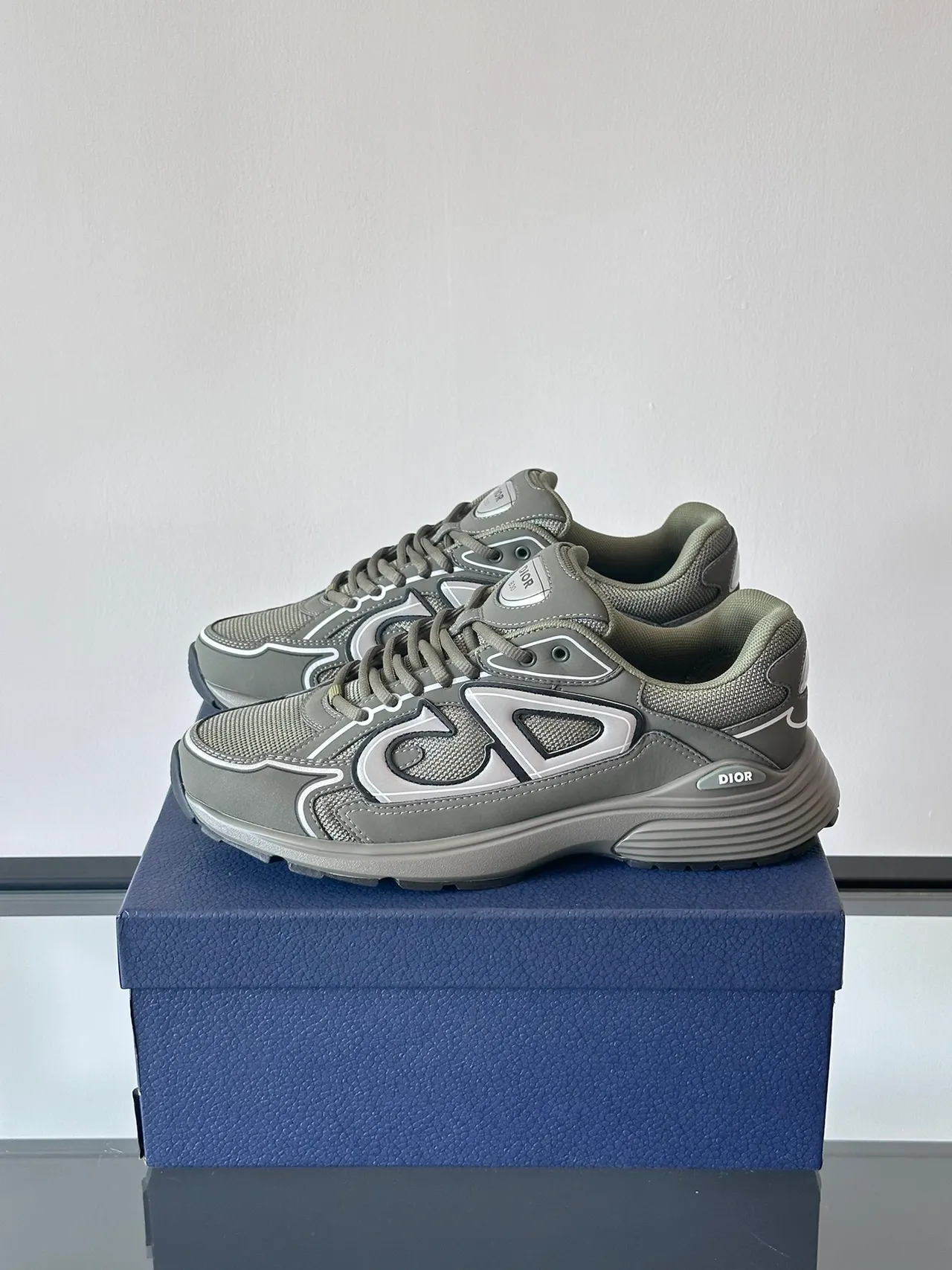 Dior B27 Olive Gray Monogram Lifestyle Sneakers