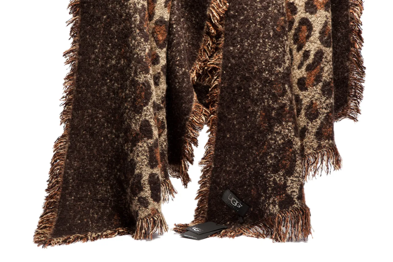 Beige Brown Knitted Leopard Print Scarve