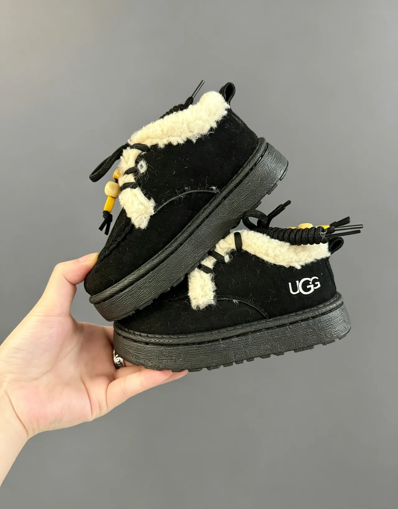 UGG Brown Beige Suede Upper Shearling Lining Snow Boots