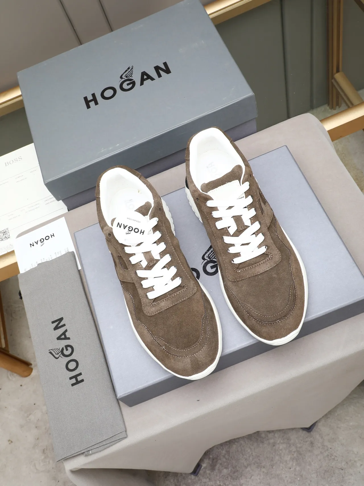 Hogan H-Series Brown Suede Lifestyle Sneakers