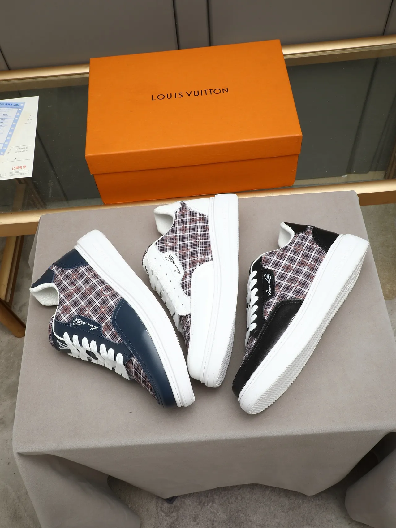 Louis Vuitton Black Multicolor Platform Sole Plaid Monogram Textile Lifestyle Sneakers